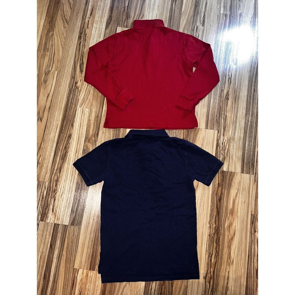 Tommy‎ Hilfiger Boys Large Lot Red Quarter Zip sweater Yellow Stripe Polo EUC